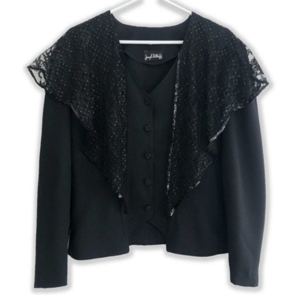 Joseph Ribkoff Jackets & Blazers - JOSEPH Ribkoff Women's Blazer with Integrated Decorative Floral Lace Shawl